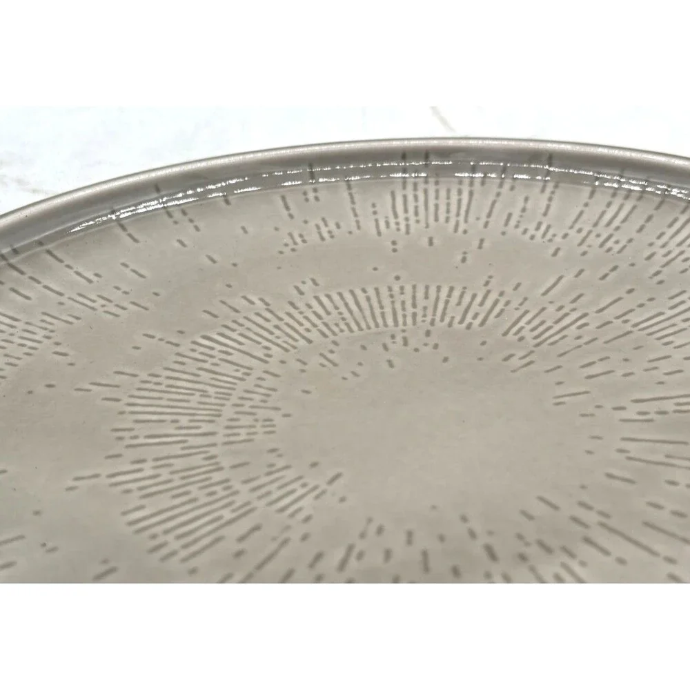 Schönwald Germany 620 Porcelain Plate Set of 4 Radial Pattern Gray‎ Frost Shiro